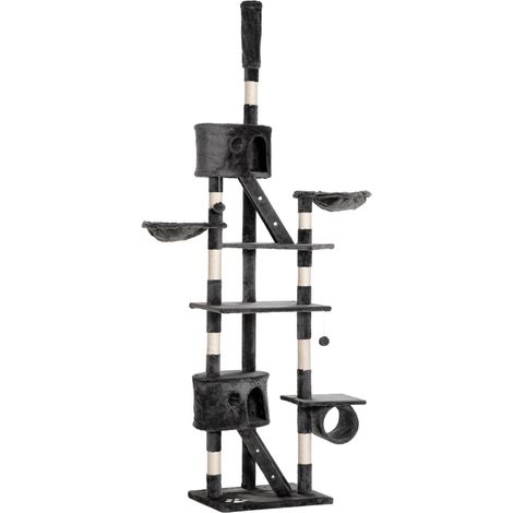 Katzenbaum Kratzbaum Katzenkratzbaum Kletterbaum Katze Sisal Deckenhoch (Höhenverstellbar Von 240-260Cm) Dunkelgrau (1/5)