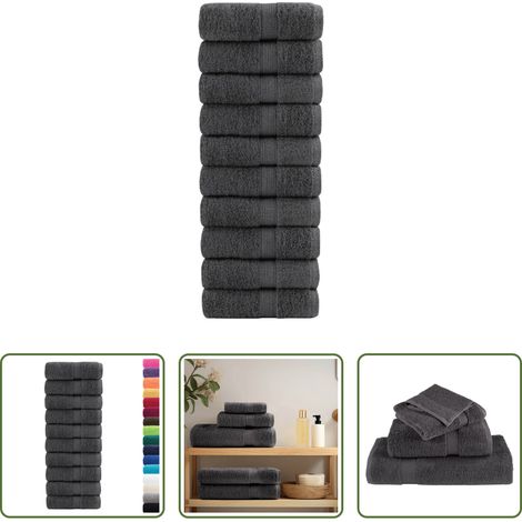 Gästetücher - Premium Gästetücher SOLUND 10 Stk. Anthrazit 30x50 cm 600 g/m² (1/5)