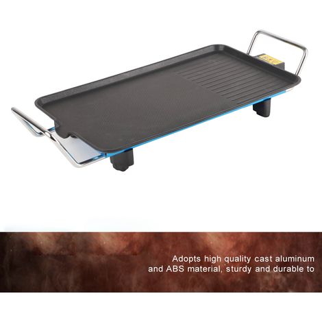 Plancha eléctrica antiadherente de 1360 W con termostato ajustable, 40 x 24 cm, para asar a la parrilla y hacer barbacoa. (1/5)