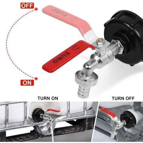 Robinet De Reservoir - Vanne A Boisseau Spherique - Filetage S60X6 - Compatible Reservoirs IBC - 1 Unite (1/4)