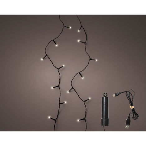 Lumineo Filo Luminoso LED 200 Bianco Caldo 15 m Cavo Nero Ricaricabile (1/2)