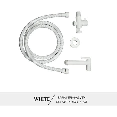 (Blanc Type A) Ensemble de douchette WC bidet portable, fixation murale en laiton doré rose, pommeau de douche de salle de bain autonettoyant (1/4)