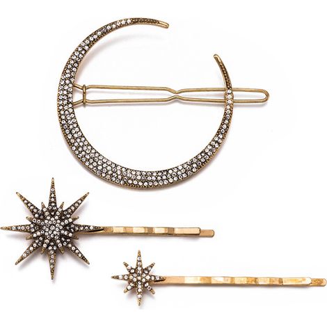 Pince À Cheveux - Motif Lune Étoile Hexagramme - Accessoire Coiffure Féminin - Lot De 6 Pièces