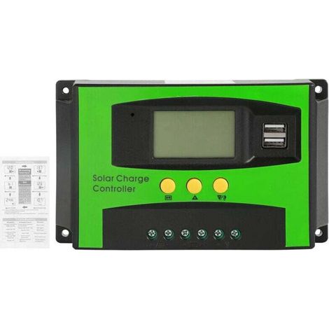 30A PWM Contrôleur de Charge Solaire 12V 24V Régulateur de Panneau Solaire Double Sortie USB 5V (1/4)