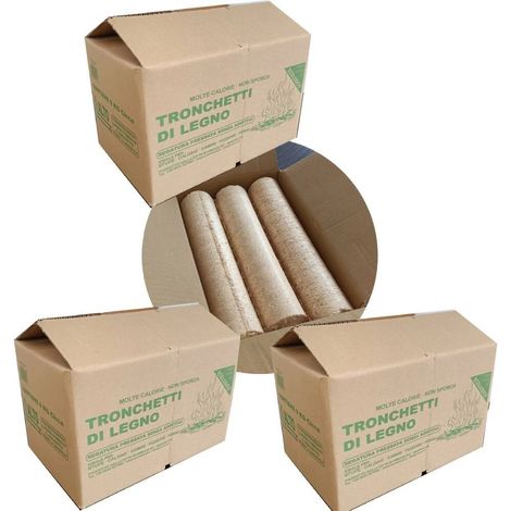 Tronchetti da ardere in legno pressato faggio-abete 27 kg, Made in Italy (1/3)