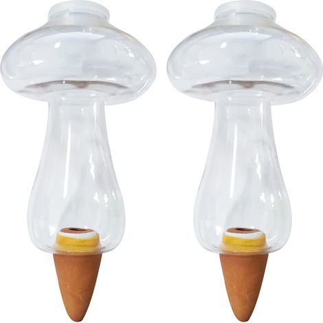 Arrosage Plante Interieur Terre Cuite, Arrosage Automatique Interieur, Boule D'arrosage Des Plantes, Cone D Arrosage Céramique Et Plastique, Bille Argile Distributeur D'eau Pour Plantes (Champignon)