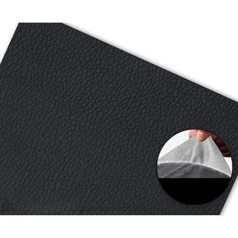 Patch autocollant en similicuir PU - 50 cm x 137 cm - Pour canapés, sièges auto et plus encore - Noir (1/5)