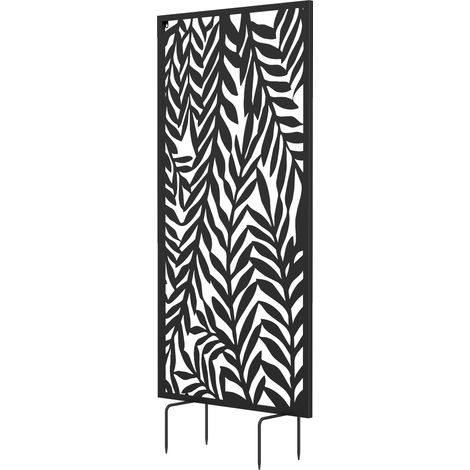 Panneau Brise Vue décoratif Extérieur, Claustra Décoratif Jardin à motif découpé en feuilles, 130 x 65 cm, Noir (1/5)