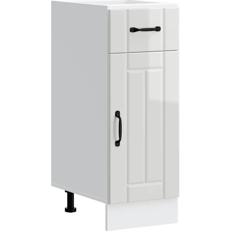 Mueble de cocina blanco brillante 30 x 46 x 81,5 cm con práctico espacio de almacenamiento estilo moderno acabado en madera de ingeniería blanca 020050054 (1/5)