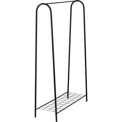 Portant à vêtements avec surface de stockage 144,5 x 89 x 32,5 cm noir (1/5)