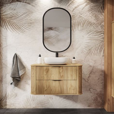 Elegance Glamour Style 2 Drawer Bathroom Vanity Cabinet 120cm - Gold Craft Oak