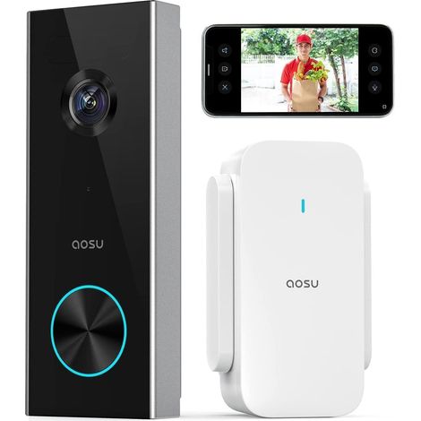 Sonnette sans Fil avec Camera 2K HD Sonnettes WiFi sans Fil Exterieur Etanche Détection de Personnes Audio Bidirectionnel (1/5)