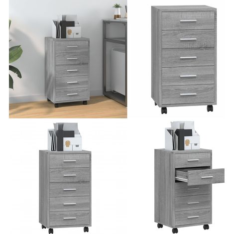 Armoire à tiroirs avec roulettes Sonoma gris Bois d'ingénierie - Meuble À Tiroir - Commode - Rangement Bureau - Armoire Rangement - Bureau Enfant - Home & Living (1/5)