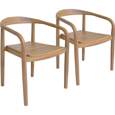 Set of 2 acacia wood garden armchairs teak coloured - Naio