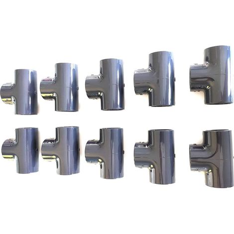 Lot de 10 Té 90° PVC Pression – U / 63mm intérieur F/F/F PN16 / Manchon 63 mm pour Piscine et arrosage/Tés égaux