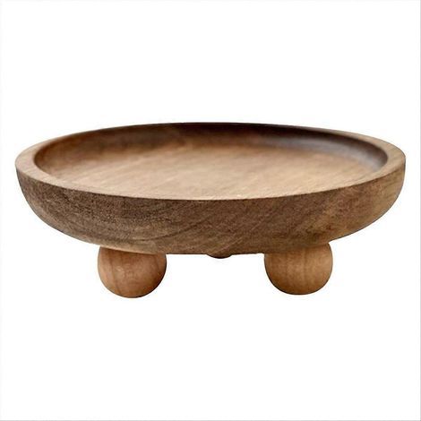 Plateau en bois rond pour gâteaux et desserts, idéal pour la maison ou les restaurants. Parfait pour l'aromathérapie. Peut également servir de vase décoratif. (1/5)