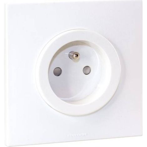 Prise 2P+T 16A NF complet avec griffes et plaque - SQUARE EASY blanc - Eur'Ohm