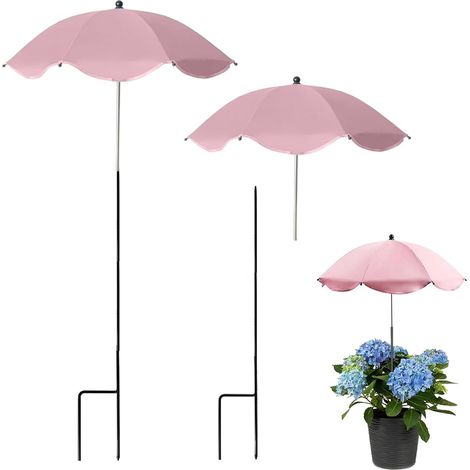 Parasols pour plantes d'extérieur, lot de 2, protection solaire pour plantes, parasols d'extérieur pour plantes, protection solaire réglable pour plantes de jardin et plantes en pot (rose x 2) (1/5)