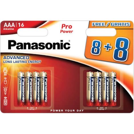 Pack de 16 Piles Alcalines PANASONIC AAA 1,5V LR03PP Pro Power 1.5 V