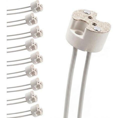 Lot de 10 Douilles GU5.3 MR16 en Céramique avec Câble 12V, Connecteur Base pour Spot LED Halogène G4 GU4 G6.35, Support Ampoule Haute Résistance