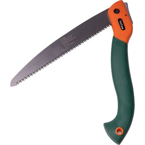 TerCasa® Sega Pieghevole da Giardino con Chiusura di Sicurezza, Lunghezza Lama 23 cm, Lama in Acciaio Inox, per lavori di ramificazione e Cura degli Alberi (1/5)
