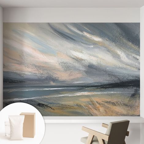 Papier peint intissé mural avec imprimé motifs uniques apparence moderne - Colle incluse gratuite Calme matinal 152x104 cm (1/5)