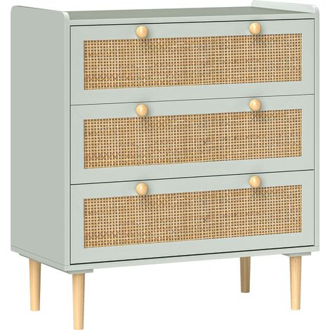 Cassettiera 3 cassettoni soggiorno 80 x 40 x 87,5 cm portaoggetti sicuro stabile antiribaltamento stile decorativo in MDF verde oliva 210001659