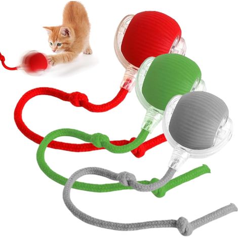 (Rouge+Vert+Gris) Jouet interactif pour Chat, Balle Interactive à Rouler, Jouet Interactif Chien Balle Qui Bouge Toute Seule (1/5)