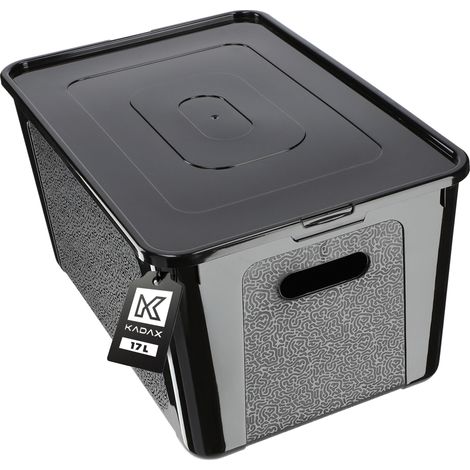 KADAX rechteckige Aufbewahrungsbox mit Deckel, stapelbare Lagerbox, Kunststoff, platzsparende Lagerb