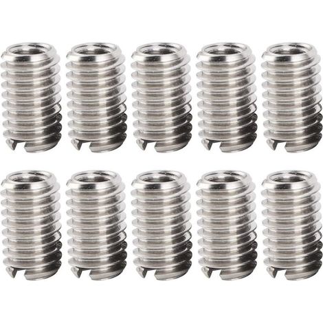 Inserts Filetés - Acier Inoxydable 303 - Filetage Femelle M4 x 0,7 mm et Mâle M6 x 1 mm - Longueur 10 mm - Lot de 10 (1/5)