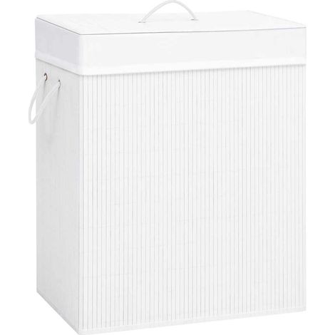 vidaXL Cesta para la ropa sucia de bambú de una sección blanca 83 l (1/5)