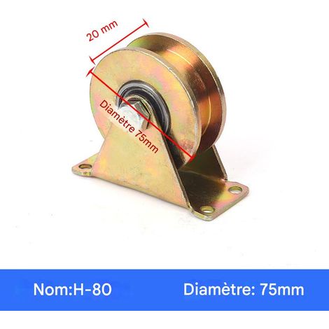 Roue de guidage robuste type H 80, poulie fixe à rainure de roue de 75 mm, emballée individuellement (1/4)