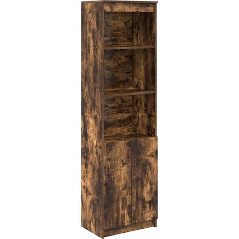 Buffet,Bahut,Meuble de Rangement haut chêne fumé 50x35x180 cm bois d'ingénierie CFW18779 (1/5)