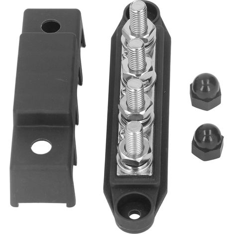 Barre omnibus à 4 positions avec goujons M10, bloc de distribution électrique pour automobile, camping-car et yacht, 48 V CC, 250 A, noir (1/5)