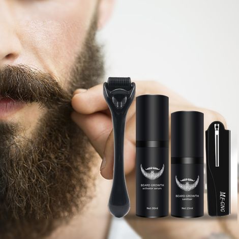 Bartpflege-Set für Männer, 4-teiliges Bartserum, pflegendes Mikronadel-Bartpflege-Set (1/5)