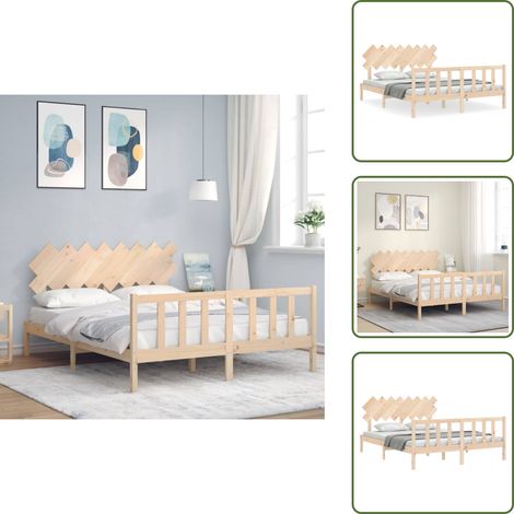 Massivholzbett ohne Matratze 160x200 cm Kiefernholz - Holzbett - Kiefernholzbett - Massives Holzbett - Lattenrostbettt - Doppelbett