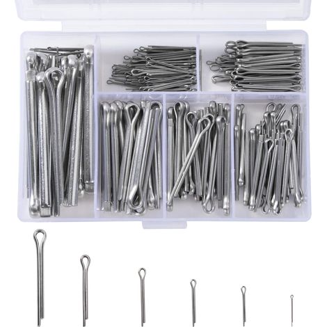 Edelstahl-Splinte M1 M2 M2,5 M3 M4 M5 Sicherungsstift-Sortiment mit Aufbewahrungsbox, 230 Stück
