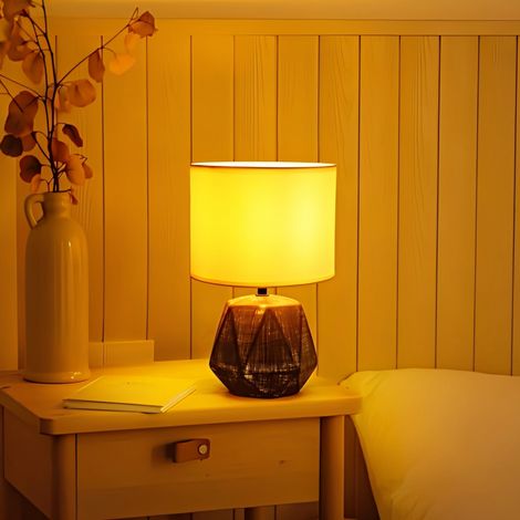Lampe en Céramique à Motifs Géométriques – Douille E14, Style Moderne et Luxueux, Design Artistique et Raffiné pour Salon Contemporain (1/2)