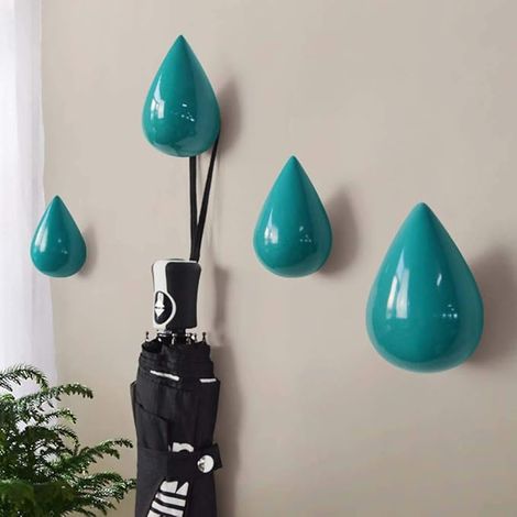 Lot de 2 Porte Manteau, Goutte d'eau Créatifs Patère Support Mural Crochet Décoration Moderne pour Sac, Chapeau, Vêtements, Clé,Vert