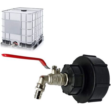 IBC Ton Barrel Valve Joint Accessories Ton Barrel Adapter Thick Thread 6 Point Tap Red Handle (1/4)