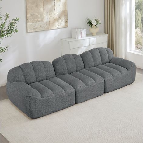 Canape d'angle modulaire gris en fleece doux OKMYHOME (1/5)
