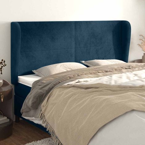 Kopfteil mit Ohren Dunkelblau 163x23x118/128 cm Samt (1/5)
