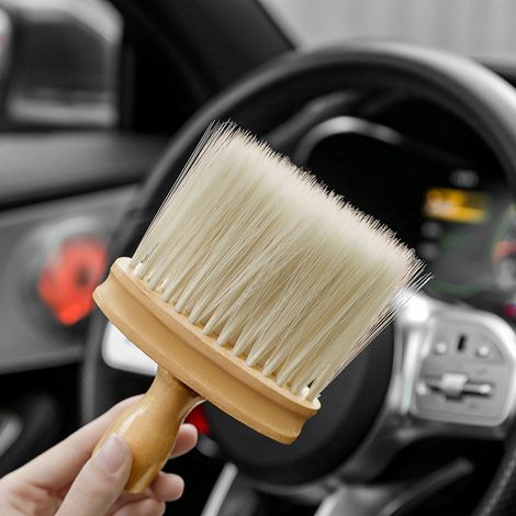 Brosse nettoyage auto intérieur fibre douce pour aérations climatisation tableau bord interstices siège bois ergonomique (1/5)