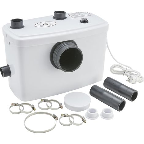 Arebos – Station de relevage pour eaux usées 600W – Débit 100 l/min – Pompage vertical 7 m – 3 entrées pour WC, lavabo, douche