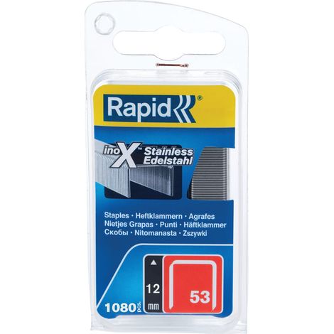 Rapid 53/12B 12mm Stainless Steel Fine Wire Staples (Box of 1080) - Model RPD40109512