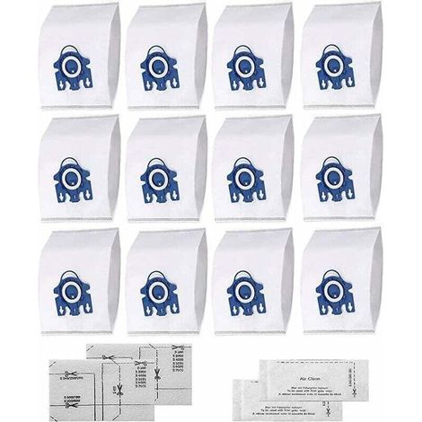 HyClean 3D FJM Sac d'Aspirateur pour Miele (12 sacs, 2 filtre pour moteur, 2 filtre évacuation) Sac d'Aspirateur pour Miele GN Pack XXL, Alternative pour Miele 9917730 GN HyClean 3D (1/5)