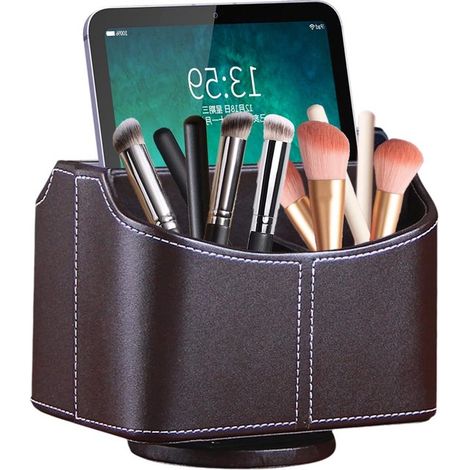 Supporto girevole a 360° per telecomando, organizer multifunzionale per telecomando TV, in similpelle con 5 scomparti, ideale per comodino e scrivania. (1/5)