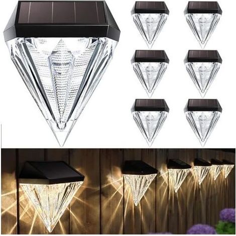 Lot de 6 lampes LED solaires, étanches, pour la décoration, pour l’extérieur terrasse, jardin, marches et escaliers, blanc chaud [Classe énergétique A++] (1/5)