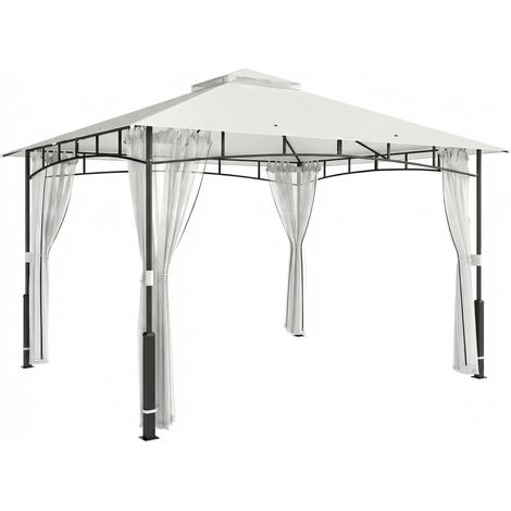 GagaPavillon de jardin 3x3,6 m avec moustiquaire et double toit noir (1/5)