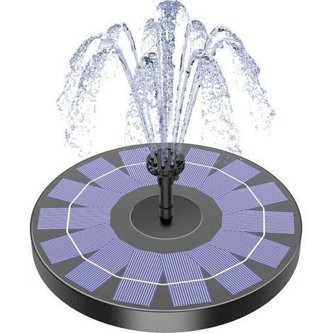 Fontaine solaire à pompe pour bain d'oiseaux avec 6 buses, 2,5 W pou jardin, étang, piscine, aquarium et extérieur(2,5W) (1/4)
